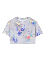 Lapin House T-shirt van stretch-katoen met bloemenprint - Grijs