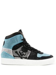 Philipp Plein baskets montantes à ornements en cristal - Bleu