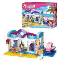 Sluban Klemmbausteine M38-B0603, strandwinkel (192 delen), speelset, klembouwstenen, stad, met speelfiguur, meisjesdromen, meerkleurig