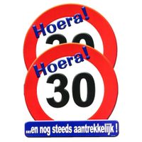 2x stuks hulde stopbord 30 jaar verjaardags cadeau/versiering - thumbnail