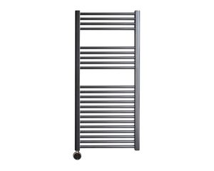 Sanicare elektrische design radiator 45x112cm gunmetal met thermostaat links chroom