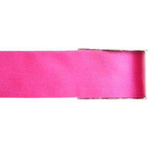 1x Fuchsia roze satijnlint rollen 2,5 cm x 25 meter cadeaulint verpakkingsmateriaal