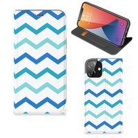 iPhone 12 | iPhone 12 Pro Hoesje met Magneet Zigzag Blauw - thumbnail