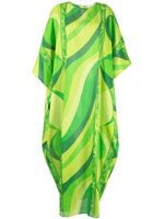 PUCCI robe longue en soie à imprimé Marmo - Vert