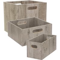 Set van 3x stuks opbergmanden/kastmanden 7/14/29 liter grijs van hout 31 cm