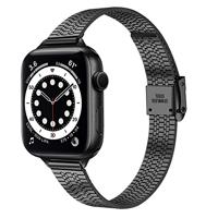 By Qubix - Stainless steel slim fit bandje - Zwart - Compatible met Apple Watch 38mm / 40mm / 41mm / 42mm - Compatible Apple watch bandjes