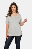 Ulla Popken Shirt, V-hals, sierrijgsluiting, korte mouwen - Grote Maten