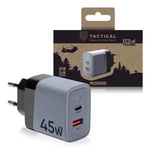 Tactical Microgrid GaN 45W Wandoplader - PD3.0 USB-C, QC3.0 USB-A - Grijs