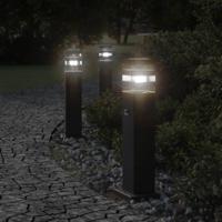 Vloerlampen voor buiten 3 st met sensor 50 cm aluminium zwart - thumbnail