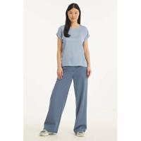 VILA top VIELLETTE van gerecycled polyester blauw