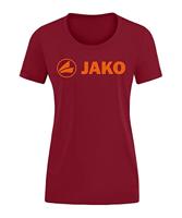JAKO - Promotie Voor T-Shirts, Dames, Wijnrood/Neon Oranje, 34