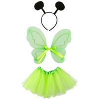 Vlinder verkleed set - vleugels/rokje/diadeem - groen - kinderen - carnaval accessoires - thumbnail