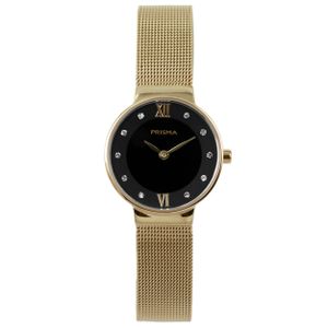 Prisma P.1459 Horloge Mesh staal goudkleurig-zwart 25 mm