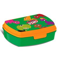 Crazy Dino broodtrommel/lunchbox voor kinderen - groen - kunststof - 20 x 10 cm - thumbnail