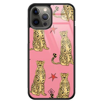 iPhone 12 Pro Max glazen hardcase - The pink leopard