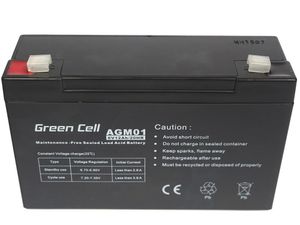 Green Cell Loodaccu 6 V 12 Ah Loodvlies (AGM) (b x h x d) 151 x 94 x 50 mm Kabelschoen 4.8 mm Cyclusbestendig, Onderhoudsvrij