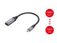 Equip 133492 video kabel adapter 0,15 m USB Type-C HDMI Zwart, Grijs - thumbnail