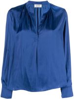 Zadig&Voltaire Tink band-collar satin-finish blouse - Bleu - thumbnail