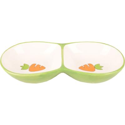 Eetbakje Ozzy Keramisch Dubbel Groen - 16 x 8 x 3 cm 16 x 8 x 3 cm Flamingo Groen