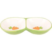 Eetbakje Ozzy Keramisch Dubbel Groen - 16 x 8 x 3 cm 16 x 8 x 3 cm Flamingo Groen