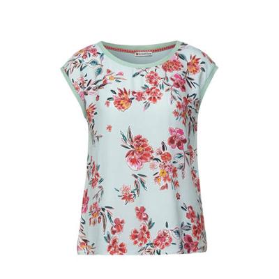 Street One T-shirt met all over print lichtblauw/roze