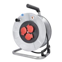as - Schwabe Metall-Kabeltrommel 50 m – Verlängerungskabel-Trommel 230 V / 16 A – Mit 3 Schutzkontakt-Steckdosen und Thermoschutzschalter – Ideal für den Außen-Bereich – IP44 – Made in Germany I 10316