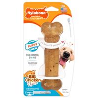 Nylabone, Kauwbotten voor puppy's en tandverzorgingsspeelgoed voor tandende puppy's, weldadige rubberen kauwbotten, voor middelgrote puppy's tot 16 kg, kipsmaak, voor zachte kauwen/tandende honden