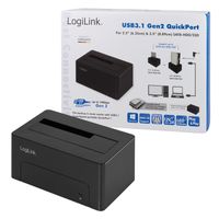 LogiLink QP0027 basisstation voor opslagstations USB 3.2 Gen 2 (3.1 Gen 2) Type-C Zwart - thumbnail