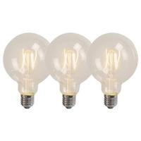 LUEDD Set van 3 E27 LED filament G95 4W 320 lm 2700K