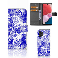 Telefoonhoesje met Naam Samsung Galaxy A13 (4G) Angel Skull Blauw - thumbnail