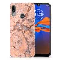 Motorola Moto E6 Plus TPU Siliconen Hoesje Marmer Oranje - thumbnail