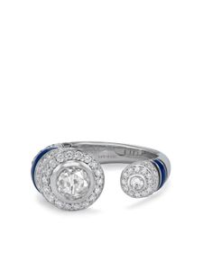 David Morris bague en or blanc 18ct pavée de diamants - Argent