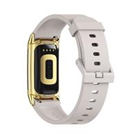 By Qubix - Compatible met Fitbit Charge 5 - Fitbit Charge 6 Extra soft siliconen bandje - Lichtgrijs + gouden connector - Compatible fitbit bandje