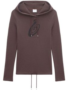 Courrèges hoodie en résille à logo imprimé - Marron