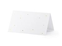 PartyDeco Plakkaarten, stippen, 9,5 x 5,5 cm, 10 stuks, voor bruiloft, verjaardag, vormsel, blanco, wit, goud