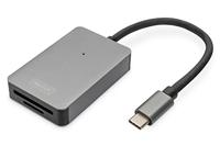 DIGITUS USB-C kaartlezer - 2 poorten - UHS-II SD4/TF4.0-300 Mbps - Plug & Play - SDXC, SDHC, SD, Micro SDXC, Micro SD, Micro SDHC - Space Grey