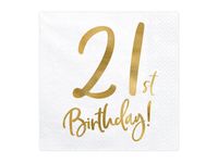 Servetten 21th Birthday Goud (20st) - thumbnail