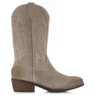 POELMAN Poelman - Hoge suède westernlaars met ri Beige Suede Cowboy laarzen Dames