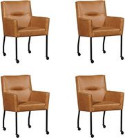 Set van 4 Cognac leren moderne eetkamerstoelen Lucky - Vintage Leer Cognac (cognac leer)