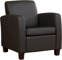 Donkerbruine leren landelijke fauteuil Joy - poot hout bruin - Hermes Leer Caffe (donkerbruin leer)