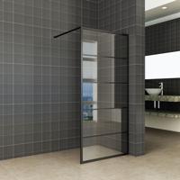 Inloopdouche Horizon 120x200cm Antikalk Helder glas Mat Zwart Raster 8 mm Veiligheidsglas Easy Clean
