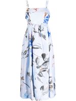 Aje robe mi-longue Untamed à fleurs - Bleu