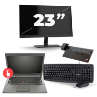 Lenovo ThinkPad T440s - Intel Core i7-4e Generatie - 14 inch - Touch - 8GB RAM - 240GB SSD - Windows 10 Home + 1x 23 inch Monitor