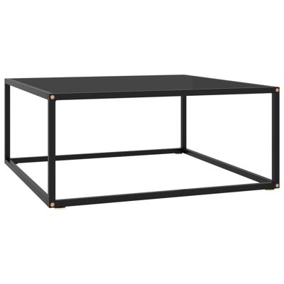vidaXL Salontafel met zwart glas 80x80x35 cm zwart vidaXL Salontafel met zwart glas 80x80x35 cm zwart