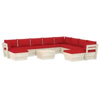 vidaXL 11-delige Loungeset met kussens pallet vurenhout