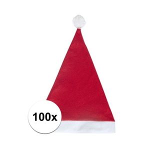 100x Rode budget kerstmuts voor volwassenen   -