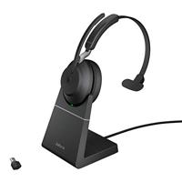 Jabra Evolve2 65 Draadloze Headset met Oplaadstation – Microsoft Teams-gecertificeerde Monokoptelefoon met Noise Cancelling en Lange Batterijduur – USB-C Bluetooth Adapter – Zwart