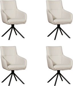 Set van 4 Crème leren industriële draaibare eetkamerstoelen Fancy - Toledo leer Misty (crème leer)