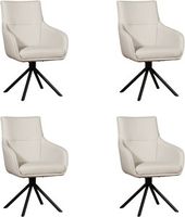 Set van 4 Crème leren industriële draaibare eetkamerstoelen Fancy - Toledo leer Misty (crème leer)