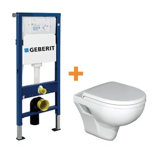 Linie Enzo hangend toilet hoogglans wit open spoelrand met Geberit Duofix inbouwreservoir